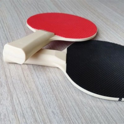 Cheap Durable Rubber plastics ping pong paddle racket and printed pattern exhibition hall display plastic table tennis racket