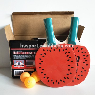 customized long handle table tennis racket 2 player set printed colorful pattern table tennis bat set racket